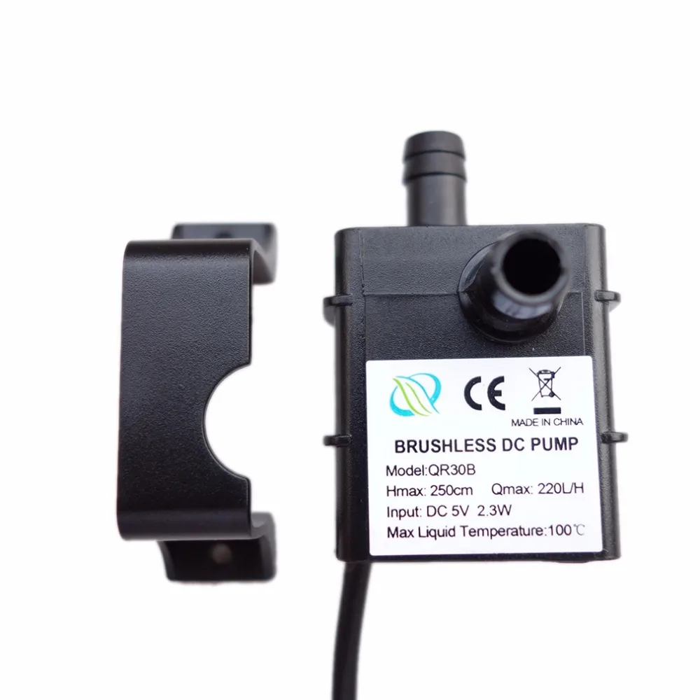 Professional Low Noise QR30B DC 5V 2.3W 220L/H Flow Rate Waterproof IP68 CPU Cooling Car Brushless Water Pump Hot Sale