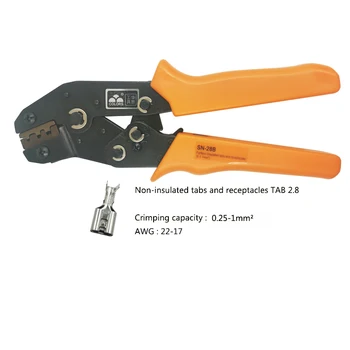 

SN-28B Mini crimping pliers for Non-insulated tabs and receptacles 2.8 terminals 0.25-1mm2 AWG 22-17 Electrician crimping tools