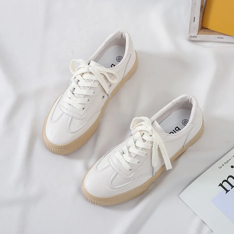 Women's Sports Shoes Leather Shoes 2021 New Casual Shoes Flat Bottom Women's Fashion Trend Comfortable Vulcanized Women's Shoes