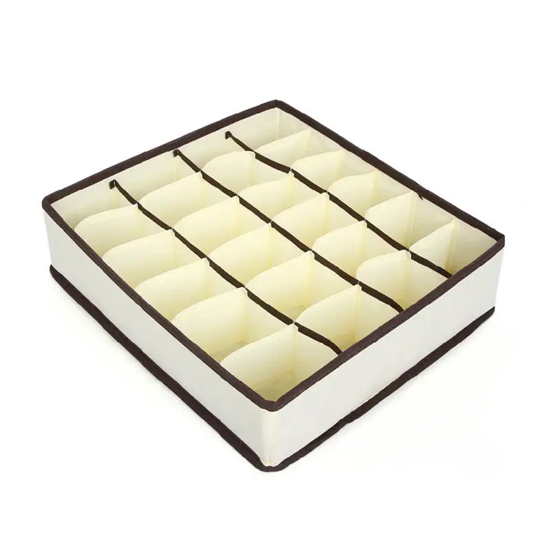 Многоразмерный органайзер для бюстгальтера, нижнего белья, складная домашняя коробка для хранения, нетканый шкаф, ящик для шкафа, органайзер для шарфов, носков - Цвет: Beige 24 grid