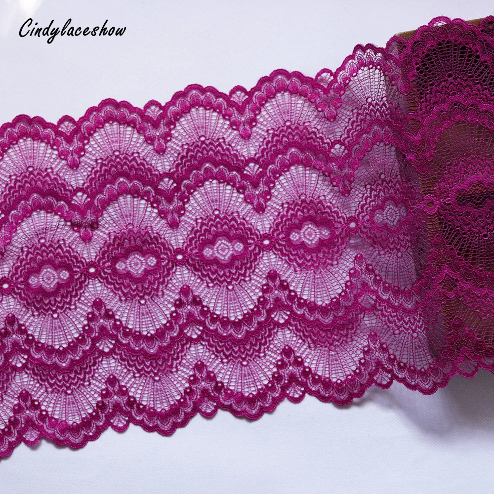 3 Yards 23 cm Wide Embroidered Elastic Lace Trim Fabrics Clothes