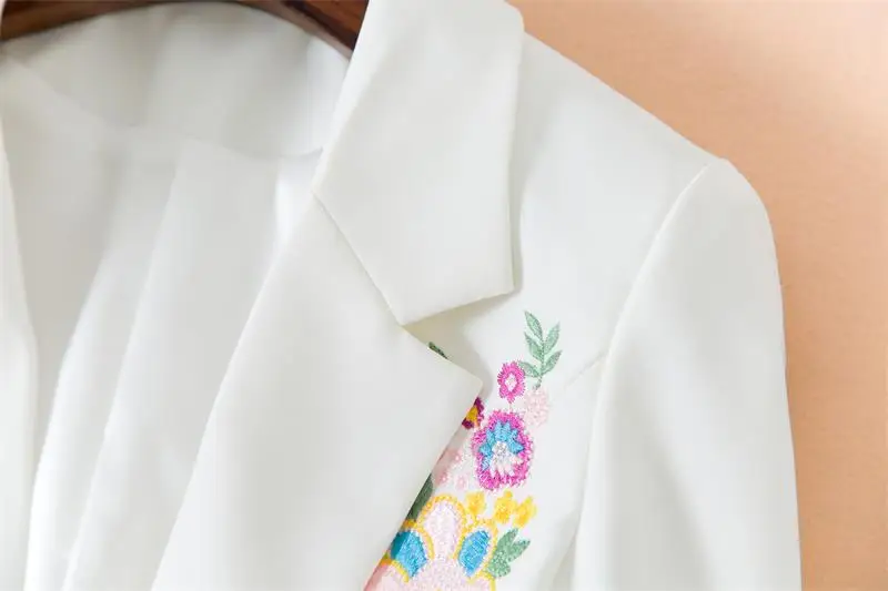 Элегантный Блейзер Feminino 2019 Высокое качество новейший дизайнерский блейзер для женщин с длинными рукавами на одной пуговице цветы вышивка