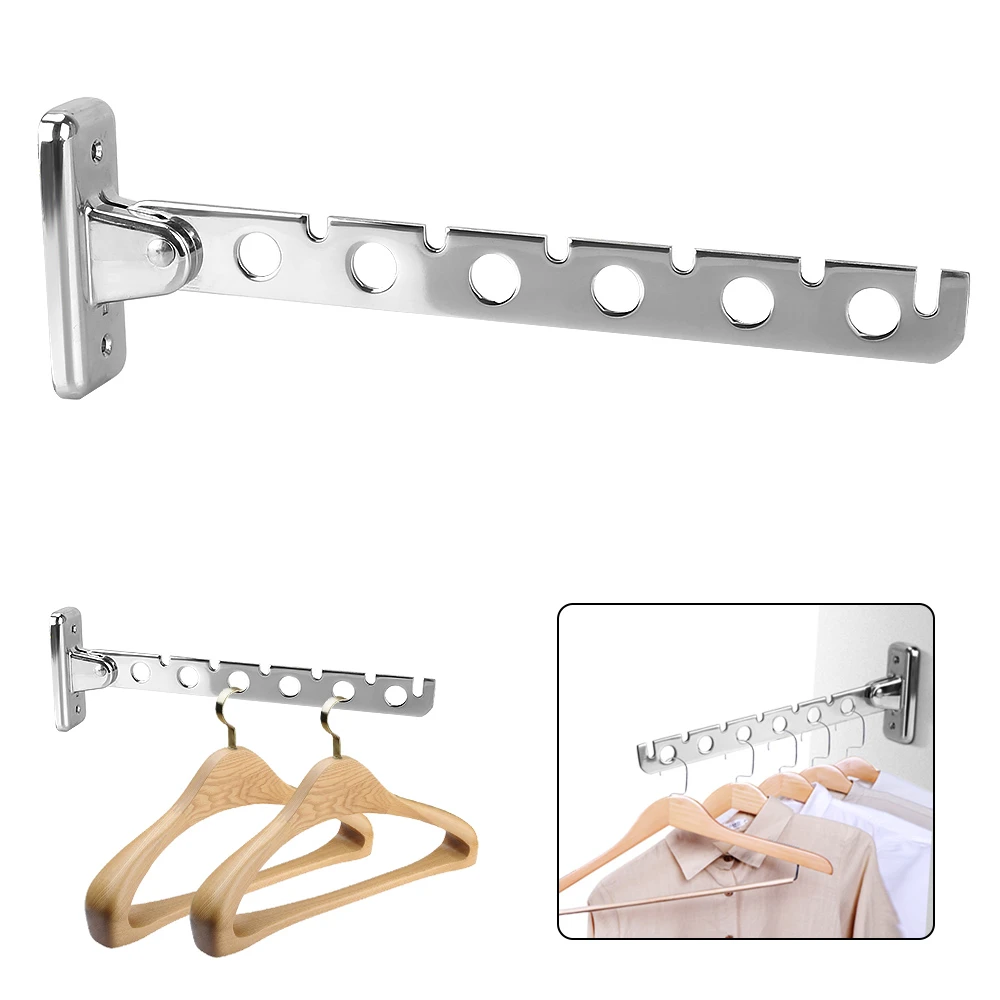 Zivisk Folding Wall Mounted Clothes Hanger Rack With Swing Arm Stainless Steel Heavy Duty Coat