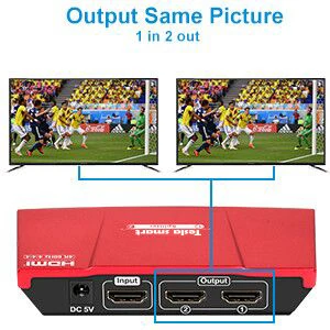 4K 1x2 HDMI сплиттер 4K@ 60Hz 1In 2 Выход HDMI сплиттер для двойного монитора Ultra HD HDCP 2,2 HDR дублирование видео и аудио