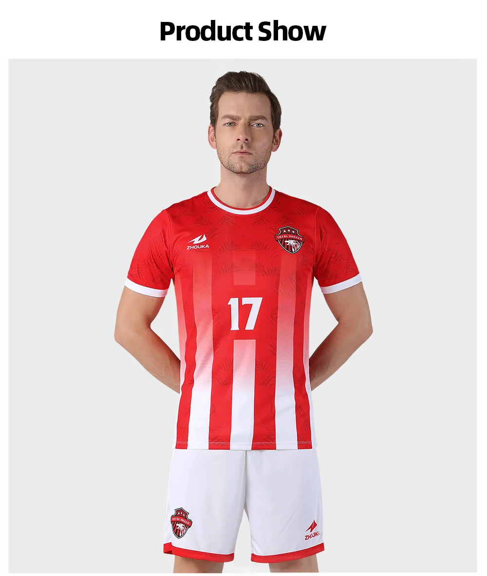 18, 19 новых трикотажных комплектов для футбола, Футбольная форма Camiseta, полностью сублимационная одежда для футбола в красную и белую полоску, футбольные майки