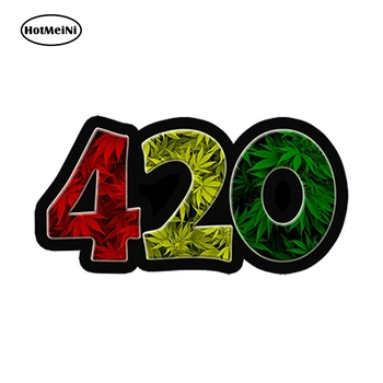 

HotMeiNi 13cm x 7.5cm Car Styling 420 Rasta Vinyl Sticker Weed Leaf Leaves Dank Bud Bumper Car Truck Waterproof Car Sticker