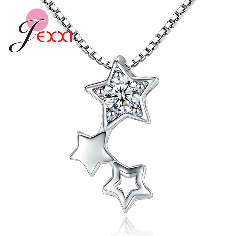 

Shining Stars Necklaces for Women Girls Hot Sale Chic Design 925 Sterling Silver with AAA Cubic Zircon Choker Merchandising