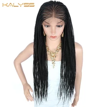 Kanyss, 24 дюйма, 13x6, ручная работа, плетеные парики, длинные синтетические волосы на кружеве, парик для черных женщин, косички, крученый парик, плетеные парики на кружеве