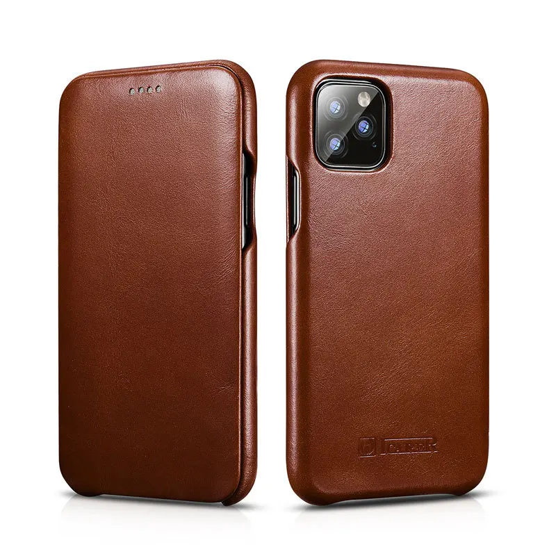 brown Чехол-книжка из воловьей кожи для IPHONE 11 PRO MAX XS MAX XR, деловой Чехол для 6, 6 S, 7, 8 Plus, первый слой из натуральной кожи - Цвет: brown