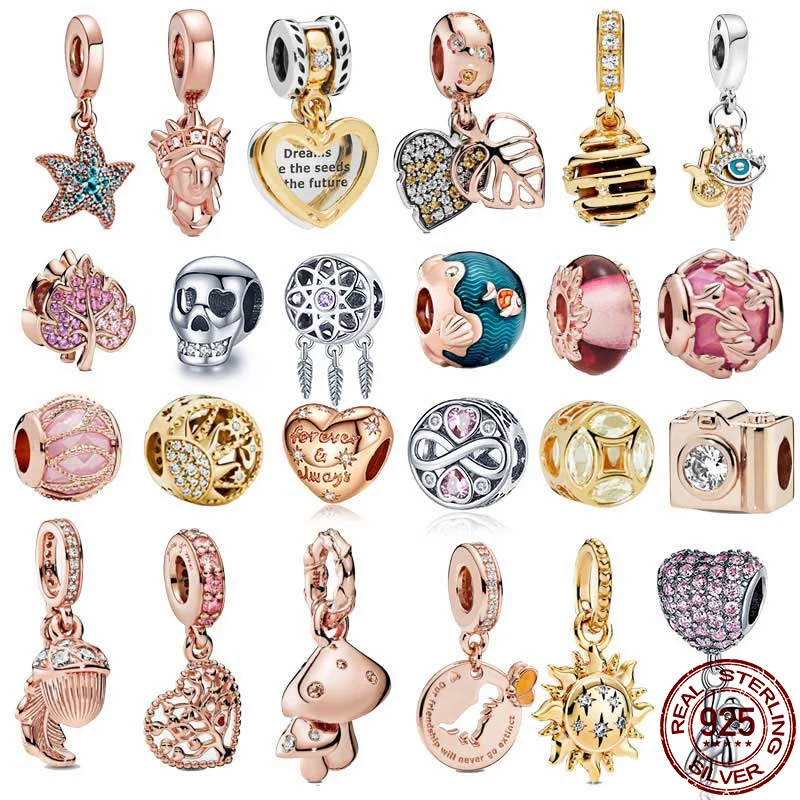 Jewelry Bracelet-Making Heart-Shaped Rose-Gold-Series Maple-Leaf 925-Sterling-Silver