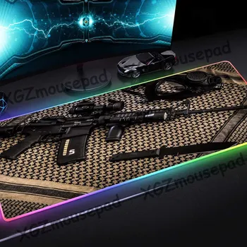 

XGZ Large RGB Mouse Pad Black Lock Edge Sniper Gas Mask Pattern Custom Office Computer Desk Mat Rubber Non-slip 900x400/800x300