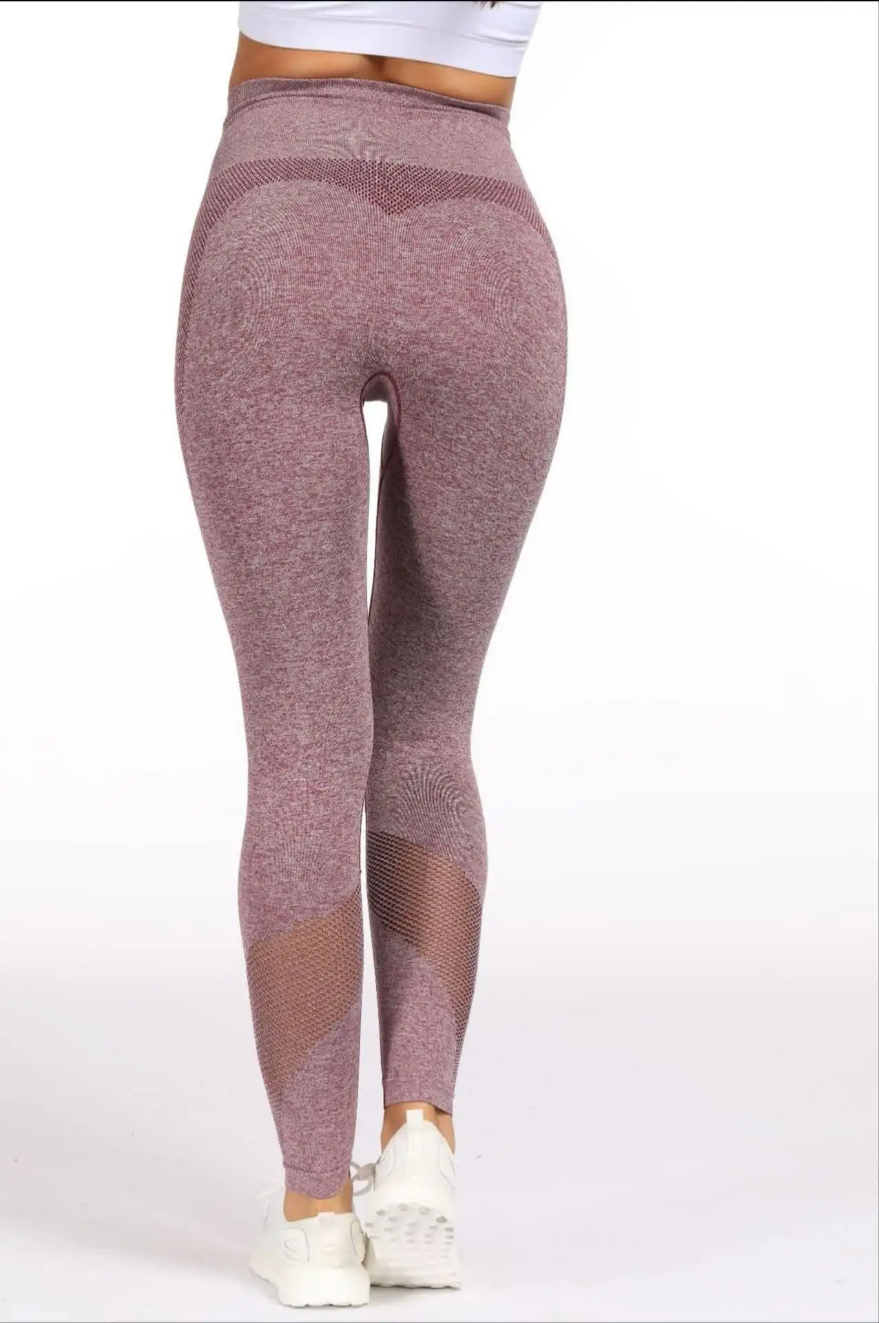 

High Waist Seamless Sport Workout Tights Women Tummy Control Gym Training Leggings Breathable Mesh Fitness Pants Casual Mid