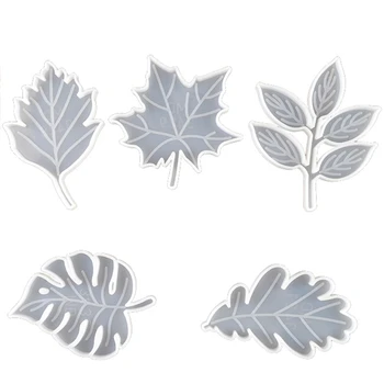 

5Pcs Leaves Coaster Silicone Resin Mold Tropical Maple Leaf Resin Casting Mold Q81D