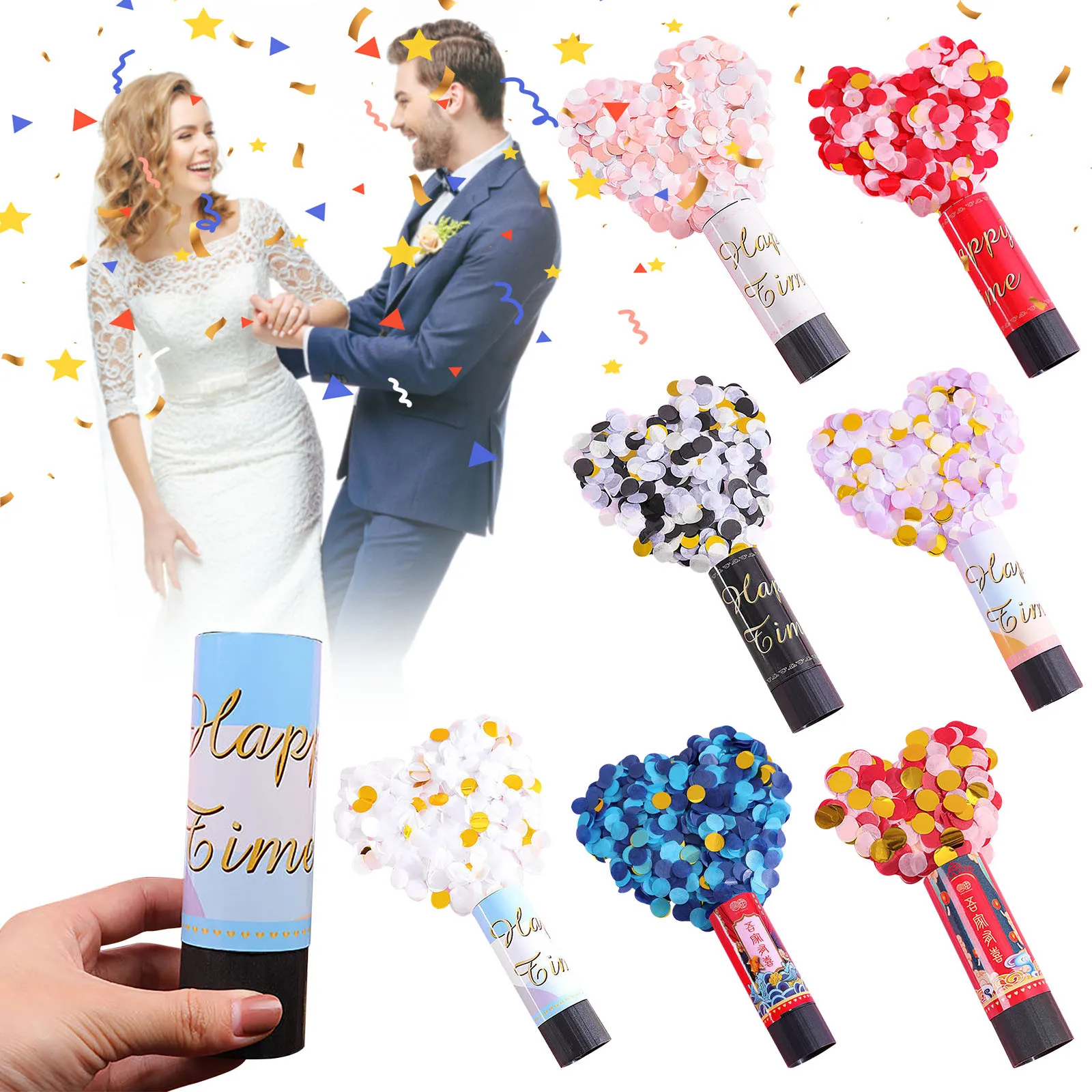 Party Popper Cannons Fuochi D'Artificio Coriandoli Festivi Forniture Per Feste Portatili Matrimonio Natale Capodanno Compleanno Celebrazione Spray