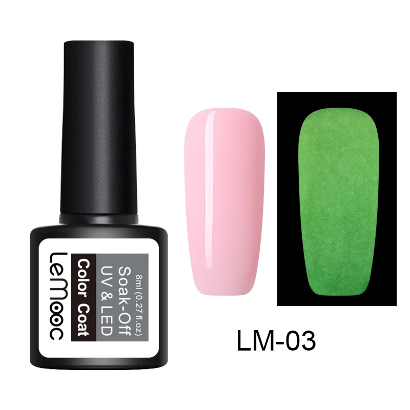 LM-03 LEMOOC, 8 мл, светящийся гель, телесный, розовый цвет, Гель-лак, Полупостоянный, замачиваемый, Гель-лак для ногтей, УФ-гель для ногтей, лак для летнего маникюра - Цвет: LM-03