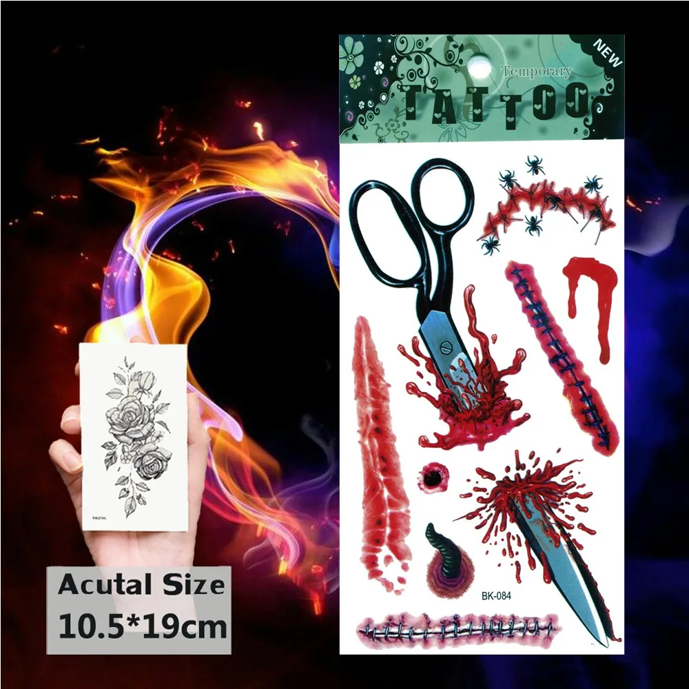 

Wound Effect 3d Halloween Scared Waterproof Temporary Tattoo Sticker Male Tattoos Body Art Fake Tatoo for Women Men Tatoos