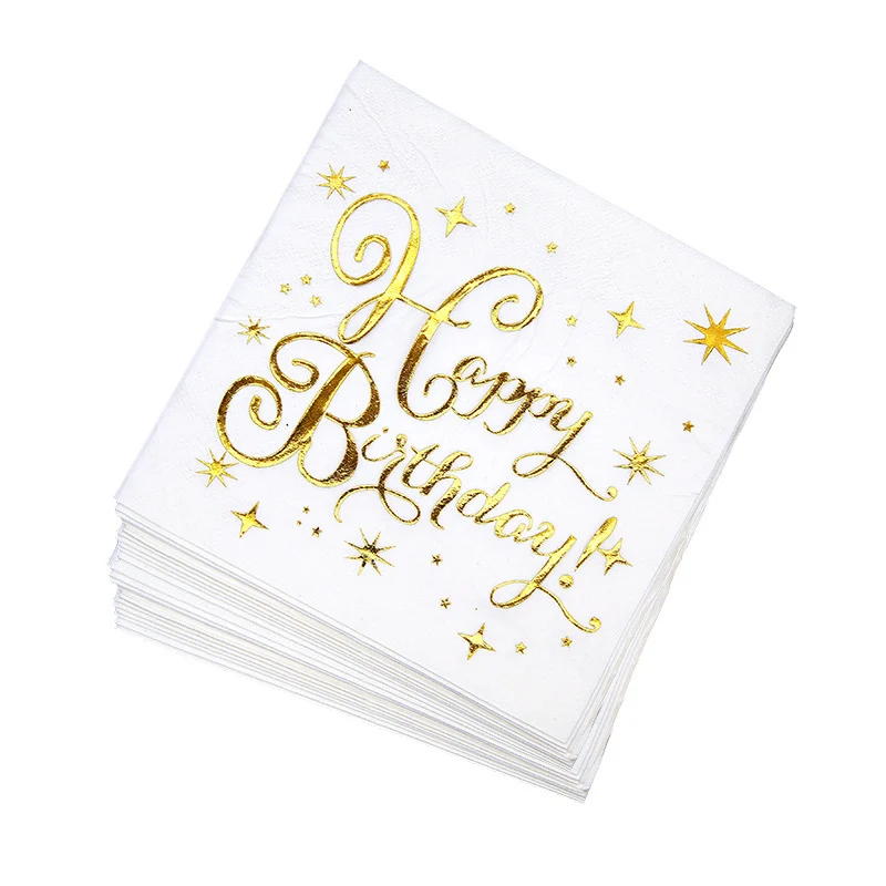 Leeiu Золотая печатная счастливая посуда для вечеринки в честь Дня рождения бумажная тарелка салфетка детский душ одноразовая посуда Дети День рождения украшения
