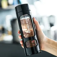 Двухслойная антиобжигающая пластиковая оболочка стеклянная чашка Взрывозащищенная бизнес-Подарочная бутылка для воды для женщин и студентов с чашкой для утечки чая