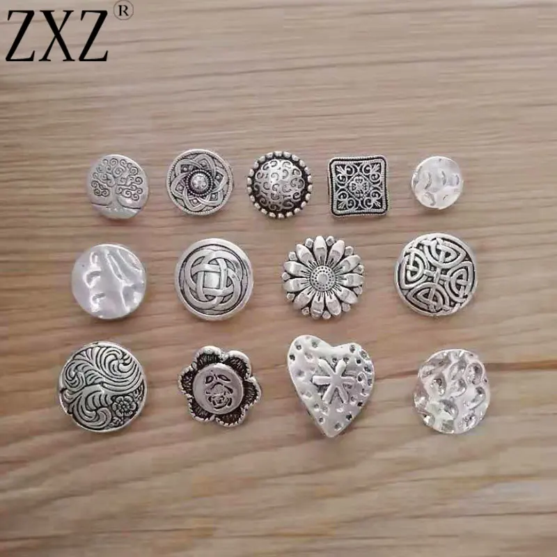 ZXZ 20pcs пальто кнопка цветок Сердце круглые металлические бусины Кнопка шитье для кожаных ремесел сумки