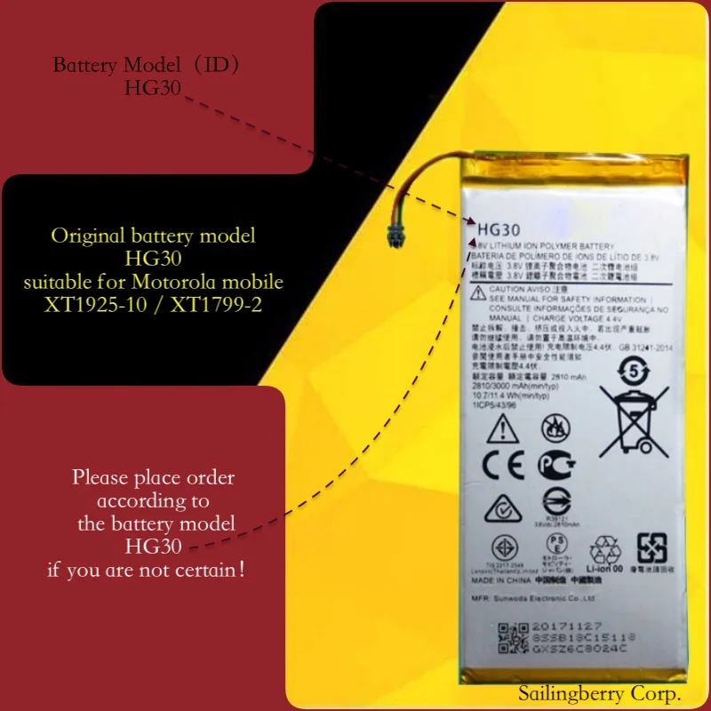 Original Battery Suitable For Motorola Mobile Xt1925 10 Xt1799 2 With Battery Model Hg30 It Is Safe To Check Firstly Mobile Phone Batteries Aliexpress