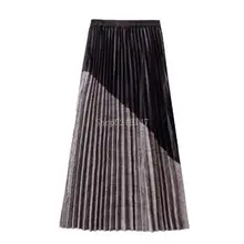 Новинка весны, модная женская юбка, Лоскутная, Вельветовая, сшитая, дизайнерская, шерстяная юбка с высокой талией, облегающие женские юбки