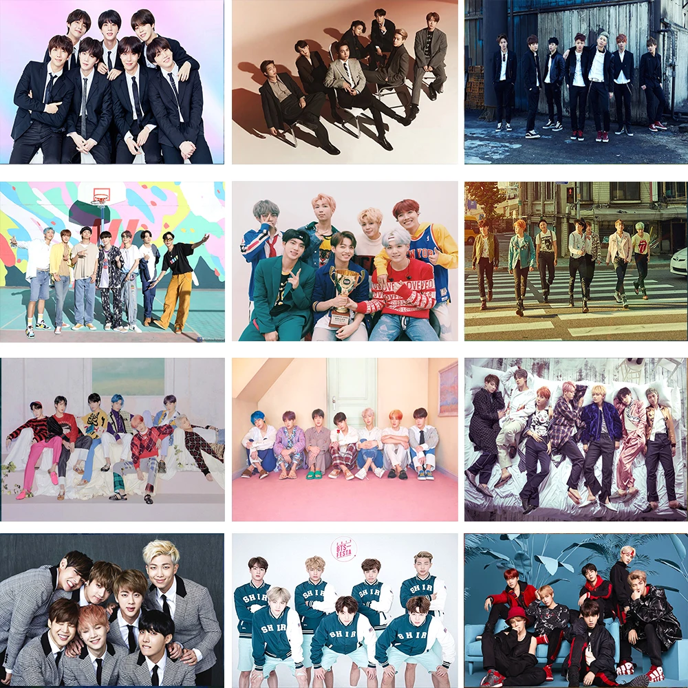 Korean popular Music Band South-Korean-Boy-Band-Bts Poster Modern Style Movie Tv Star Wall Art Kawaii Room Decor Canvas | Дом и сад