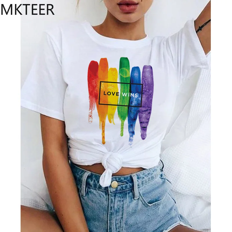 С изображением ЛГБТ радуги женские футболки Love Wins женский Би гей Is футболка для