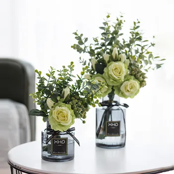

1Bundle Nordic Eucalypse INS Wind Fake Flower Rose Artificial Flower Home Decoration Wedding Bouquet Wall Fake Bouquet LoveGift