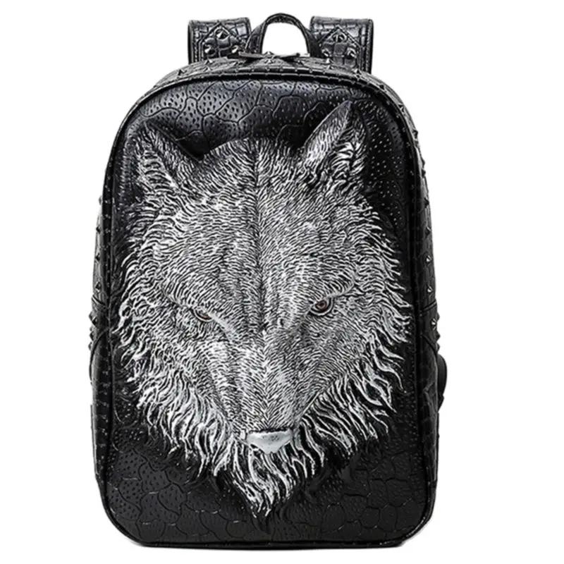Fashion New 3d Wolf Large Capacity Men's Backpack Laptop Bag Travel