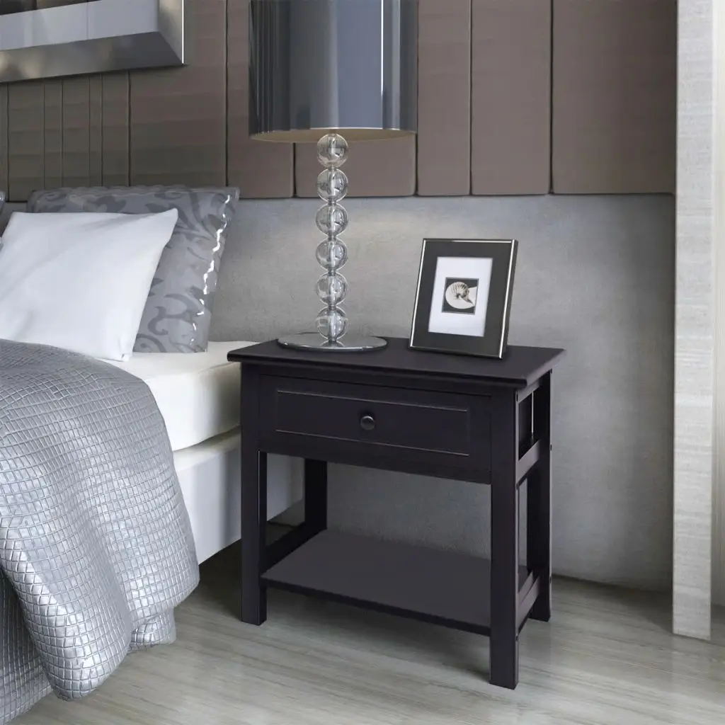

vidaXL Mesita de noche de madera negro