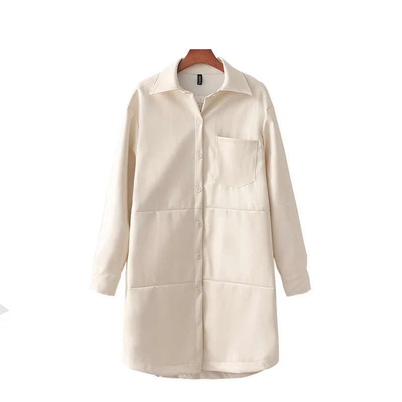 white Белые женские рубашки-пальто из искусственной кожи, модные женские Куртки из искусственной кожи с длинным рукавом, женская верхняя одежда, шикарная Одежда для девочек - Цвет: white