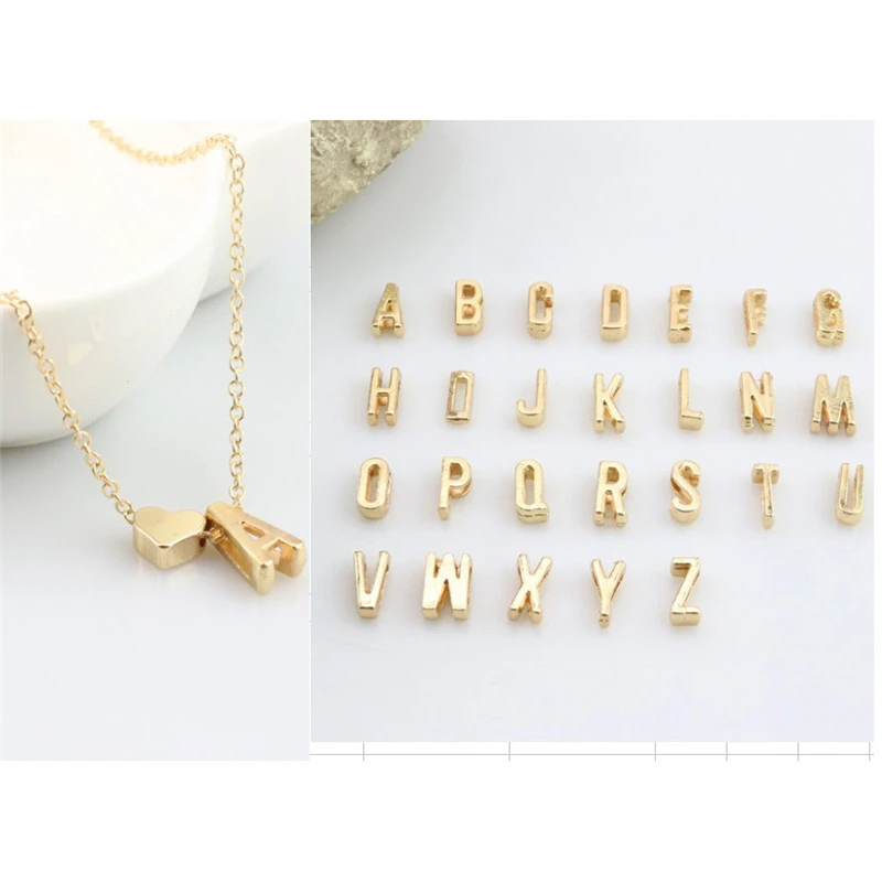 Two Color Mash Up ! 20 PCS/lot Fashion Tiny Heart Dainty 26 Initial A-Z Letter Name Necklace Choker For Women Girl Jewelry