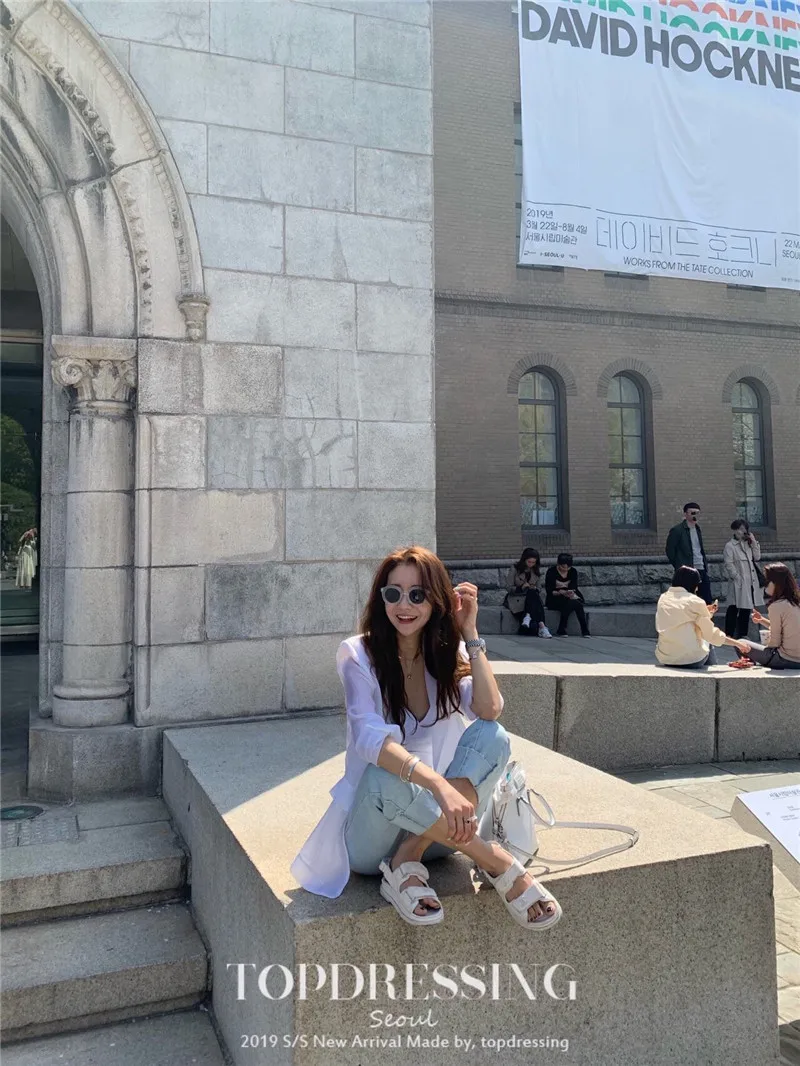 Южная Корея Dongdaemun стиль качество класс органза прозрачные подплечники пальто Модный повседневный костюм куртка