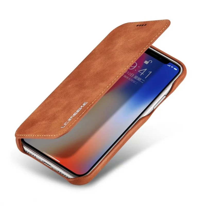 Винтажный кожаный бумажник телефон-раскладушка чехол для iPhone 6 6s 7 8 Plus X XR XS Max бизнес с держателем для карт дизайн книги задняя крышка