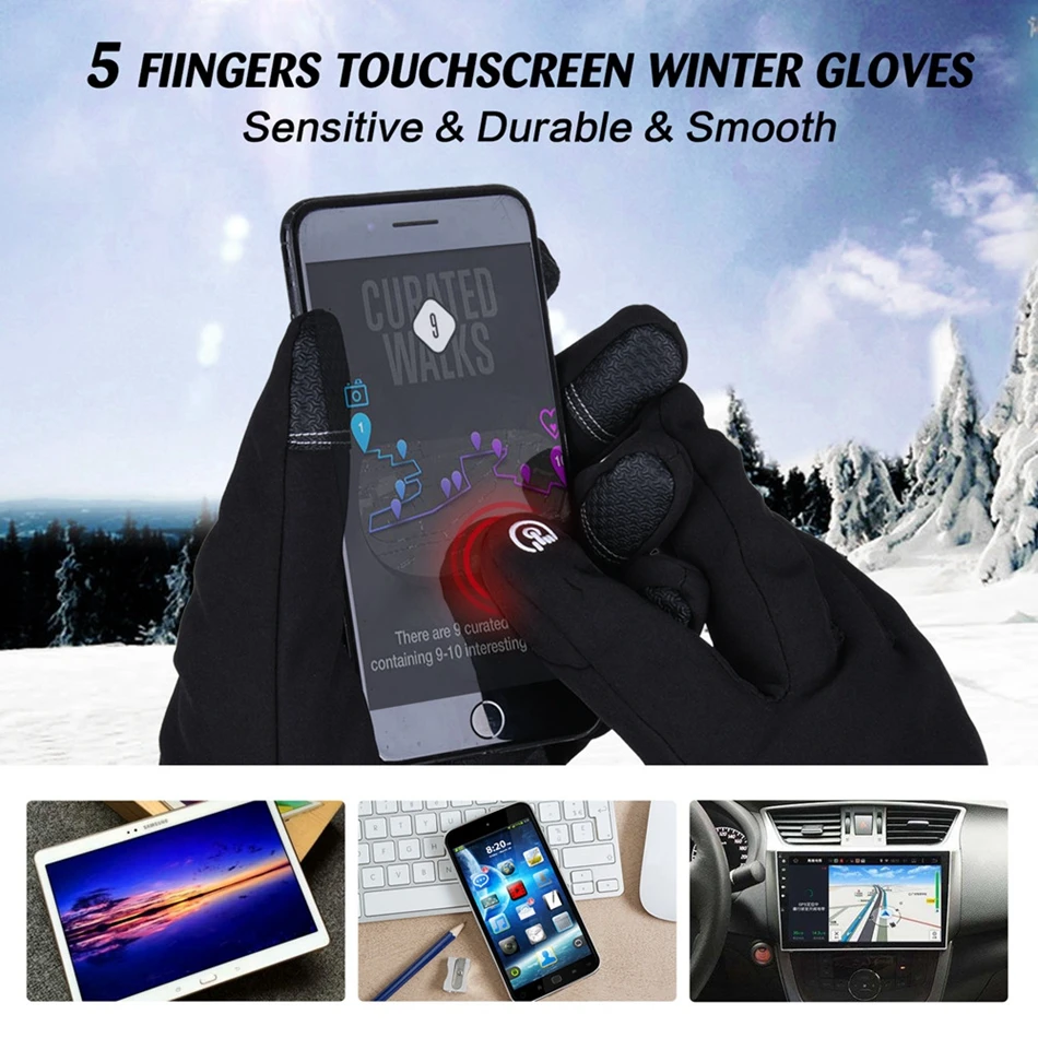Goture зимние рыболовные перчатки полностью водонепроницаемые 5 пальцев с сенсорным экраном износостойкие противоскользящие кожаные зимние перчатки M L XL
