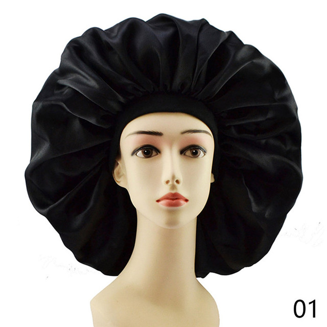 Satin Bonnet Hair Caps Double Layer Adjust Sleep Night Cap Head Cover Hat For Curly Springy Hair Styling Accessories