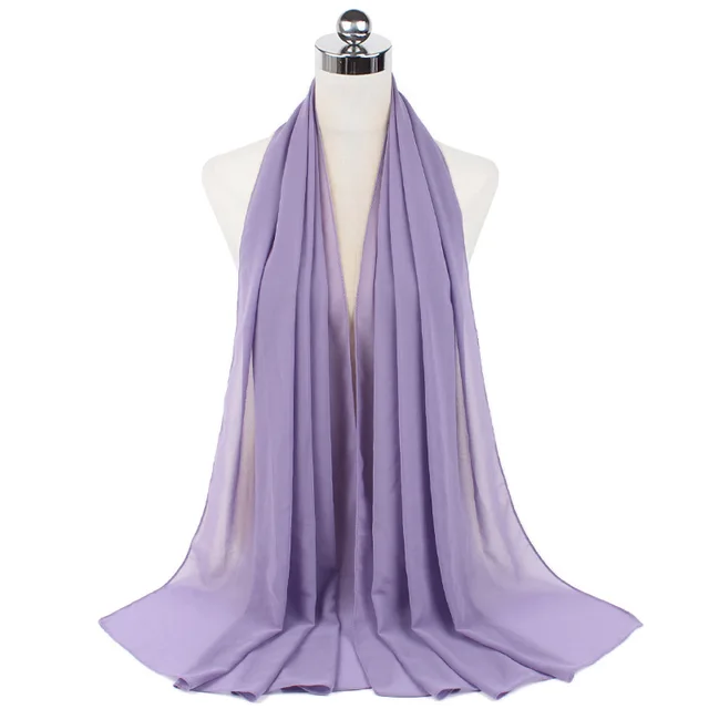 High Quality Good Stitching Stitch Plain Premium Heavy Chiffon Hijab Scarf Malaysian Women's Scarves Hijabs Long Shawl Shawls 62