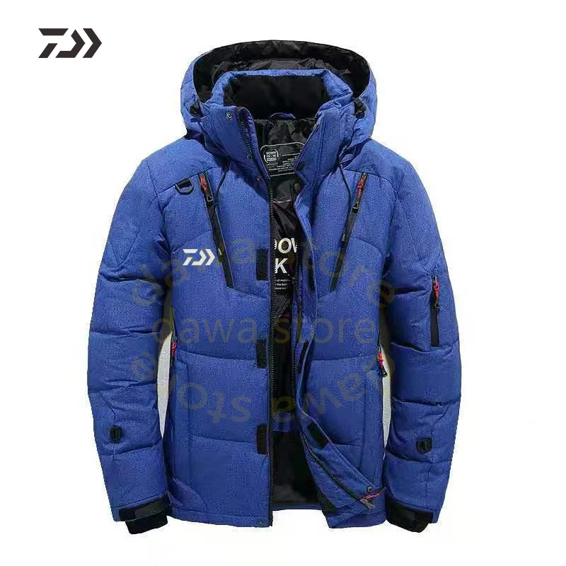Daiwa куртка Мужская бархатная одежда для рыбалки утолщенная термальная рыболовная рубашка на молнии Daiwa зимняя одежда для рыбалки мужская хлопковая уличная одежда - Цвет: Синий
