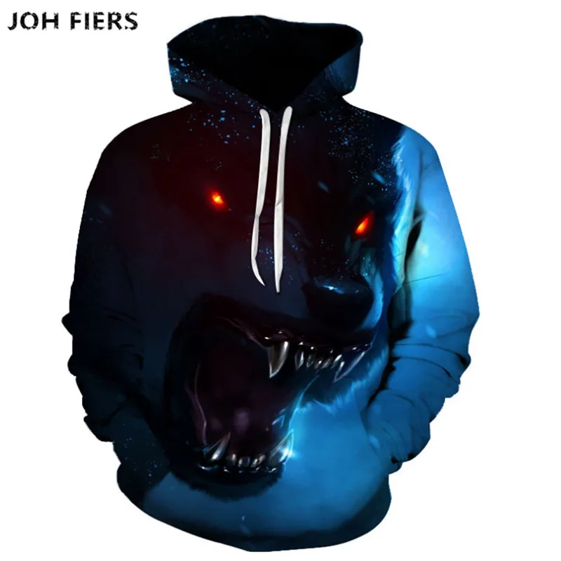 

New fall men hoodie 3D A fierce wolf print pullover casual long sleeve hoodie men/women Harajuku street hooded sweatshirt
