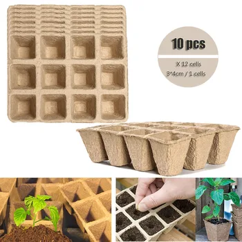 

10-Cell Pulp Nursery Cup Biodegradable Paper Pulp Pot Seedling Cup Seeds Starter Germination Tray for Garden Cultivation