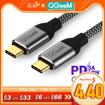 

QGeeM USB 3.1 Type C to USB C Cable Gen2 PD 60W USB-C to USB C Charging Wire Cord Nylon Cable Cord for Samsung S9 S8 Macbook Pro