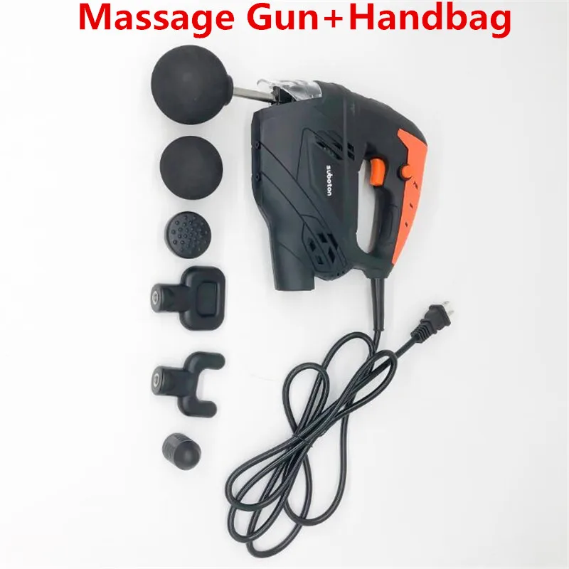 Black with hangbag Фитнес глубокий массаж мышц пистолеты ручной ударной вибрационной терапии глубокий массажер ткани электромассажер для стоп похудения - Цвет: Black with hangbag