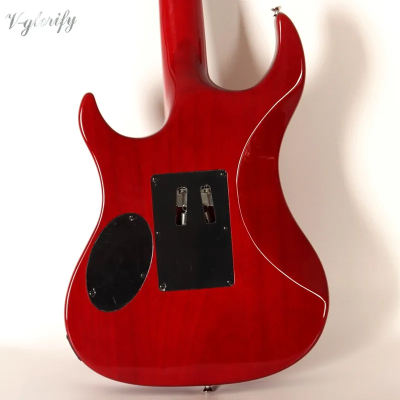 6 струнная электрическая гитара red flame maple top neck through 39 дюймов глянцевая задняя и