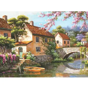 

5D DIY Diamond Painting Beautiful scenery Cross Stitch Diamond Embroidery village Rhinestone Mosaic Picture Home Decor