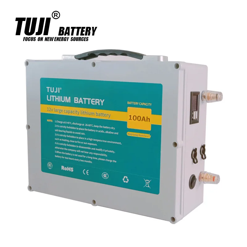 

The Large Capacity Rechargeable DC 12V 100AH Lithium lon Battery Pack bateria for golf trolley golf car with EU/US Plug