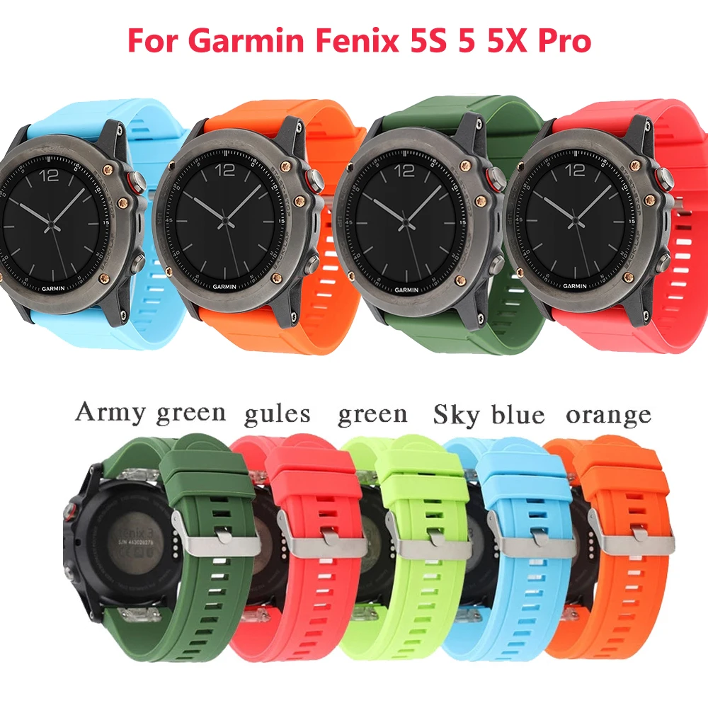 Quick Release Easy Fit Силиконовый ремешок для наручных часов Garmin Fenix 6X 6 6S Pro 5X 5 Plus 3HR S60 20 26 мм