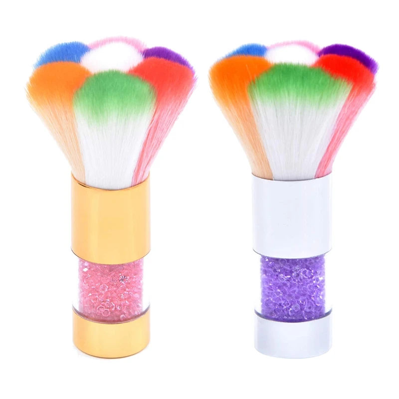 

ABVP 2Pcs Nail Art Dust Brush Remover Cleaner for Acrylic & UV Gel Nails with Shiny Handle