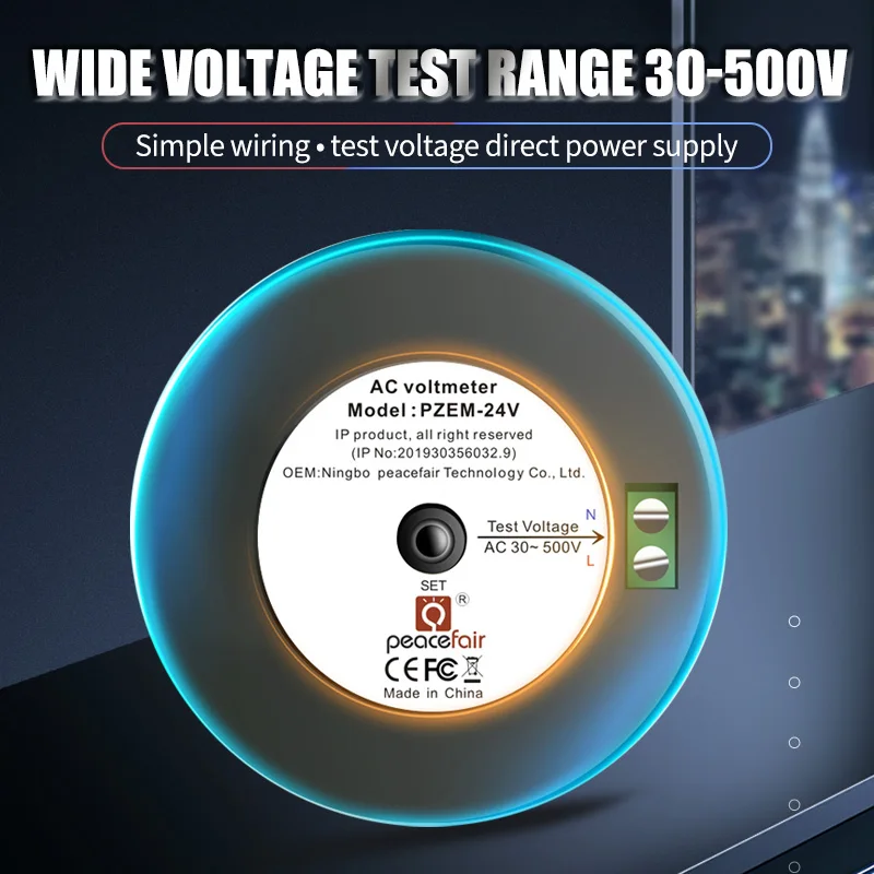 Peacefair Pzem-024V Voltmetro Digitale Monofase Ac 30-500V Indicatore Di Tensione Voltmetro Lcd Rotondo Voltimetro Elettrico