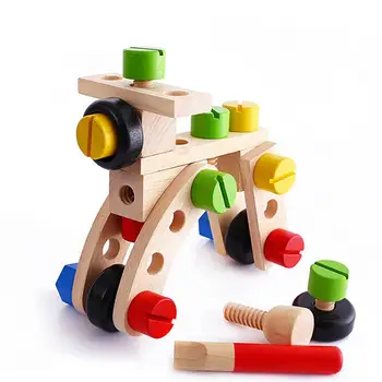 

30Pcs Wooden DIY Car Plane Disassembly Nuts Building Blocks Kids Educational Toy Spur imagination creation train brian abilities