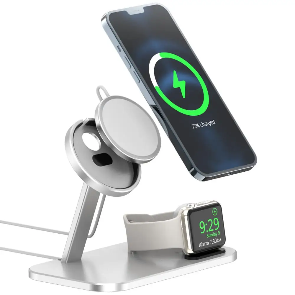 Wireless Charging Station Stand For Apple Magsafe To iPhone 12 Pro Max Mini &Apple Watch i-Watch Wireless Charge Pad dock holder